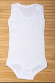 Gözenekli Dokuya Sahip Pamuklu Askılı Bebek Body Beyaz thumbnail 4