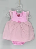 Kareli Etekli Kız Bebek  Body Pembe thumbnail 2