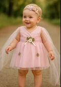 Pembe Tüllü Çiçek Detaylı Kız Bebek Mevlüt Takımı Pembe thumbnail 1