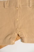 Polo Yaka Waffle Erkek Bebek Tulum Krem-Bej - 4