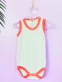 Unisex Beyaz Body Çıtçıtlı Bisiklet Yaka Atlet Kol Turuncu thumbnail 2