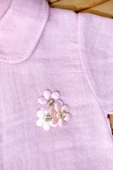 Düğmeli Kısa Kollu Müslin Tulum Pembe - 5