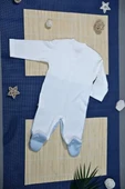Papyonlu Fletolu Cepli Yelekli Erkek Bebek Tulum Mavi - 3