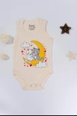 Unisex Krem Body Çıtçıtlı Bisiklet Yaka Atlet Kol - 2