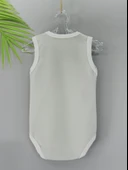 Unisex Gri Body Çıtçıtlı Bisiklet Yaka Atlet Kol Beyaz thumbnail 2