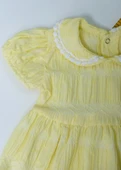 Kız Bebek Limon Sarısı Kısa Kollu Yazlık Elbise Fistolu Yaka  Püskül Sarı - 3