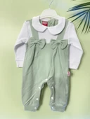 Fiyonklu ÇıtÇıtlı Kız Bebek Tulum Yeşil - 1