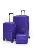 Elatae Exclusive Pro Polipropilen Kırılmaz 3'lü Valiz Seti Büyük - Kabin Boy ve Makyaj Çantası Mor 5239 thumbnail 1
