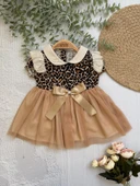 LEOPAR Desenli Tüllü, Kurdele Detaylı Elbise - 3