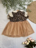 LEOPAR Desenli Tüllü, Kurdele Detaylı Elbise - 4