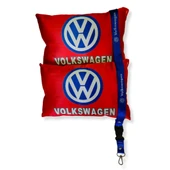 Volkswagen Dijital Baskılı Kırmızı Araç Boyun Yastık 2'li Set Volkswagen Mavi Oto Ayna Askısı - 1