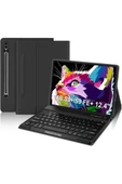 Samsung Galaxy Tab S7 Fe Lte T730 T735 T737 Klavyeli Kılıf Bluetooth Bağlantı Kalem Bölmeli Koruyucu  KOYU YEŞİL - 3