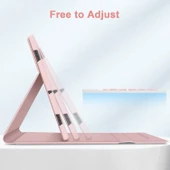 Samsung Galaxy Tab S7 Fe Lte T730 T735 T737 Klavyeli Kılıf Bluetooth Bağlantı Kalem Bölmeli Koruyucu  PEMBE - 4