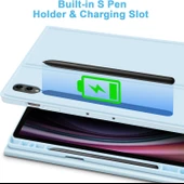 Samsung Galaxy Tab S7 Fe Lte T730 T735 T737 Klavyeli Kılıf Bluetooth Bağlantı Kalem Bölmeli Koruyucu  MAVİ - 5
