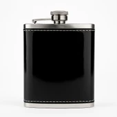 Perlotus 8 Oz 235 cc Hunili Siyah Rugan Hakiki Deri Kılıflı Çelik Viski İçki Matarası - 2