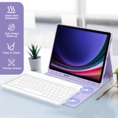 Samsung Galaxy Tab S7 Fe Lte T730 T735 T737 Klavyeli Kılıf Bluetooth Bağlantı Kalem Bölmeli Koruyucu  LAVANTA - 3