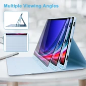 Samsung Galaxy Tab S7 Fe Lte T730 T735 T737 Klavyeli Kılıf Bluetooth Bağlantı Kalem Bölmeli Koruyucu  MAVİ - 2