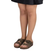 Kadın Hakiki Süet Deri 4,5cm Dolgu Topuklu Rahat Kalıp Günlük Yazlık Terlik thumbnail 10