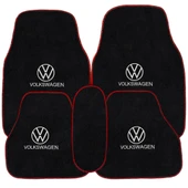 Volkswagen Nakış İşlemeli 5 Parça Araç Oto Halı Paspas Volkswagen Kırmızı Polar Oto Boyun Yastığı - 4
