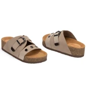 Kadın Hakiki Süet Deri 4,5cm Dolgu Topuklu Rahat Kalıp Günlük Yazlık Terlik thumbnail 12