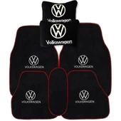 Volkswagen Nakış İşlemeli 5 Parça Araç Oto Halı Paspas Volkswagen Siyah Polar Oto Boyun Yastığı thumbnail 1