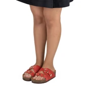 Kadın Hakiki Süet Deri 4,5cm Dolgu Topuklu Rahat Kalıp Günlük Yazlık Terlik thumbnail 8