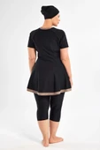 Adasea 251806  Bella Siyah Büyük Beden Kısa Kol Taytlı Mayo thumbnail 3