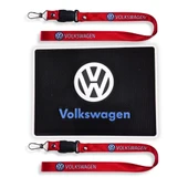 Volkswagen Anahtarlıklı Kırmızı Oto Ayna Askı Ipi Ikili Set Volkswagen Torpido Üstü Kaydırmaz Ped thumbnail 1