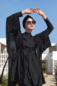 Adasea 251132 Siyah Taşlı Pareolu Tam Boy Tasarım Tesettür Mayo thumbnail 9