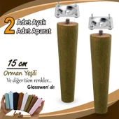2 Adet Ahşap Ayak 15 Cm Orman Yeşili M8 Civatalı Bağlantı Aparatlı Dolap Mobilya Koltuk Kanepe Destek Ayağı Ayakları - 1