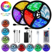 10 Mt Animasyonlu Tak Çalıştır Kumandalı Trafolu Rgb Şerit Işık Aydınlatma Şerit Led - 1