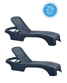 Omnipazar SY-2536 Antrasit Brezza Royal Lüks Rattan Şezlong 2'li Set - 1