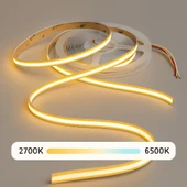 COB LED Şerit 5m 12V Beyaz Işık 320LED/m 8mm IP20 Adaptör ve Dokunmatik Tuş Dahil Yapışkanlı Aydınlatma Hortumu - 11