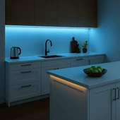 COB LED Şerit 5m 12V Beyaz Işık 320LED/m 8mm IP20 Adaptör ve Dokunmatik Tuş Dahil Yapışkanlı Aydınlatma Hortumu - 2