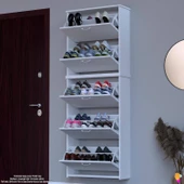Modilayn VERVE Asma Kapı Önü 72x194x26 cm’lik 5 Düşer Kapak 10 Göz Bölmeli Ayakkabılık thumbnail 1