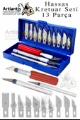 Hassas Kretuar Seti 13 Parça 1 Paket Plastik Kutulu Neşter Seti Gravür Ahşap Oyma Kesme Çelik Bıçak Seti Hobi thumbnail 1
