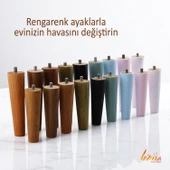 2 Adet Ahşap Ayak 15 Cm Orman Yeşili M8 Civatalı Bağlantı Aparatlı Dolap Mobilya Koltuk Kanepe Destek Ayağı Ayakları - 7