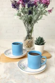 Keramika Elegant Blossoms Mavi Kahve Takımı 4 Parça 2 Kişilik 21789 - 2
