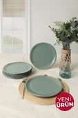 Keramika Mat Yeşil Bloom Pasta Tabağı 24 Cm 6 Adet 322 - 1