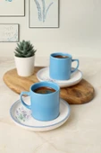 Keramika Elegant Blossoms Mavi Kahve Takımı 4 Parça 2 Kişilik 21789 - 1