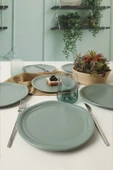 Keramika Mat Yeşil Bloom Pasta Tabağı 24 Cm 6 Adet 322 - 4