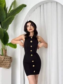 Katalina Gül Düğmeli Elbise - 3
