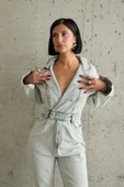 Kar Yıkama Blue Denim Tulum - 2
