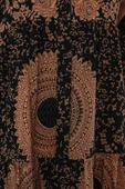 2423 Otantik Desenli Tesettür Elbise - Siyah - Taba - 4