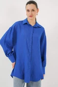 Çizgili Uzun Gömlek Tunik 5963 - Saks - 4