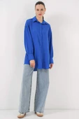 Çizgili Uzun Gömlek Tunik 5963 - Saks - 2