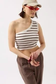 Tek Omuz Çizgili Crop - 1