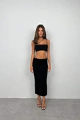 Askı Detay Straplez Dokulu Crop - 1