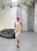 Ti̇na Asi̇metri̇k Keten Yelek Pantolon Takim - 3