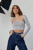 Kara Yaka Uzun Kollu Crop - Taş - 1